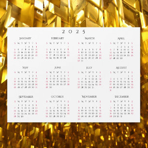 Simple Blanc 2025 Annuel Pleine Année Calendrier M