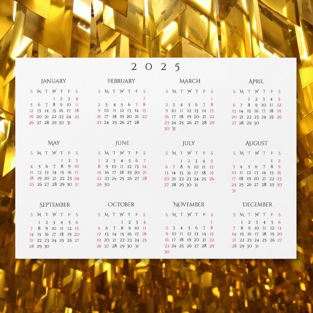 Simple Blanc 2025 Annuel Pleine Année Calendrier M (Simple White 2025 Yearly Full Year Calendar Magnet)