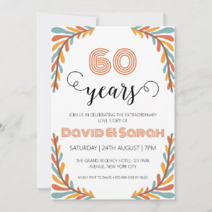 simple blanc 60e anniversaire mariage invitations