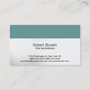 Simple Blanc Gris Bleu Plat Carte de visite modern