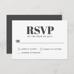 Simple blanc gris charbon moderne minimaliste RSVP
