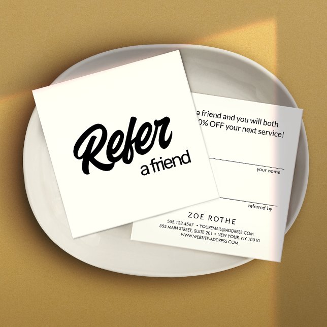 Simple Blanc Référer une carte de référence d'ami (Créateur téléchargé)