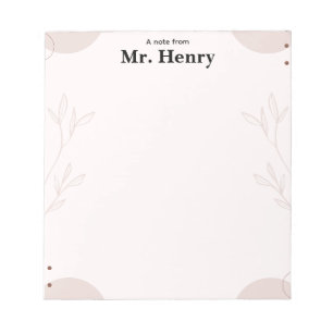 Simple Bloc-Notes de Professeur Bohème Minimaliste