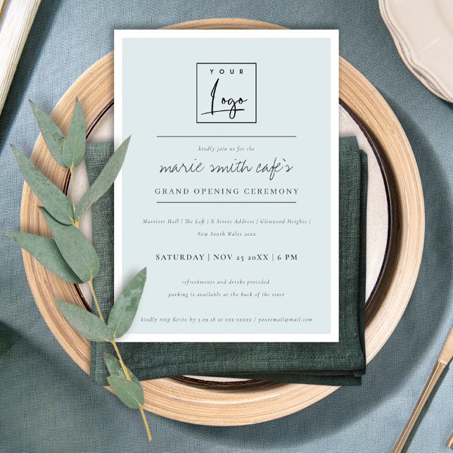 Simple Blue Logo Business Grand Invitation d'ouver (Créateur téléchargé)