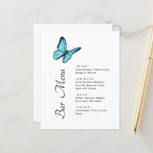 Simple Blue papillons chic mariage Bar menu