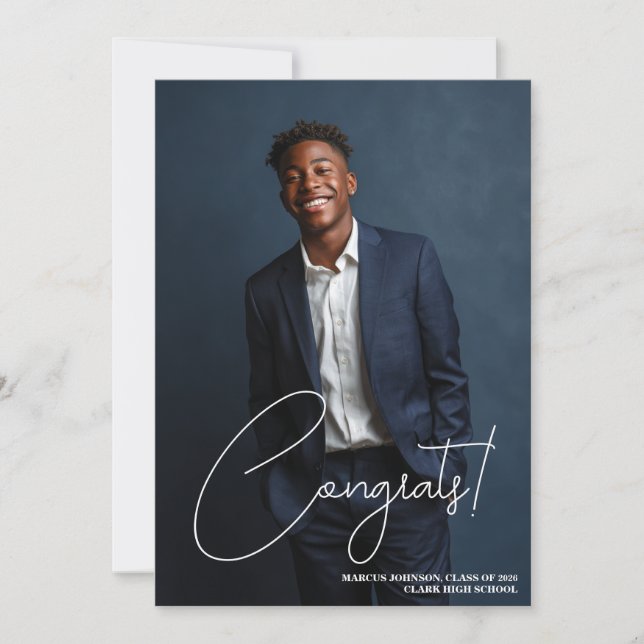 Simple Blue Photo 2026 Graduation Announcement (Devant)