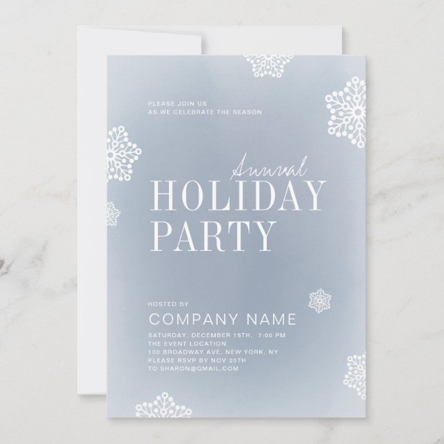 Simple Blue Snowflakes Invitation Fête de Vacances (Devant)