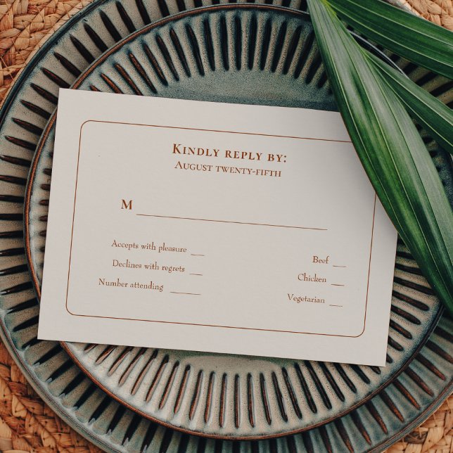 Simple Boho Ivory Wedding Menu Choice RSVP (Créateur téléchargé)