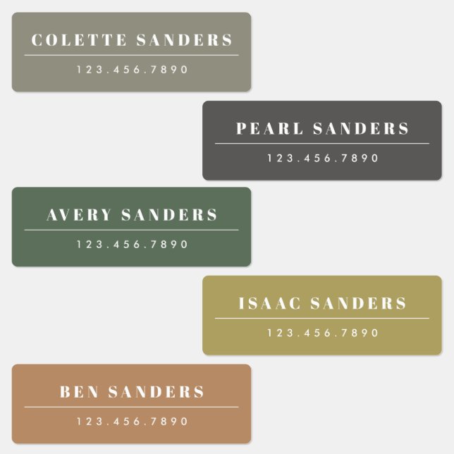 Simple Boho Rainbow Waterproof Nom Étiquettes (Groupe)