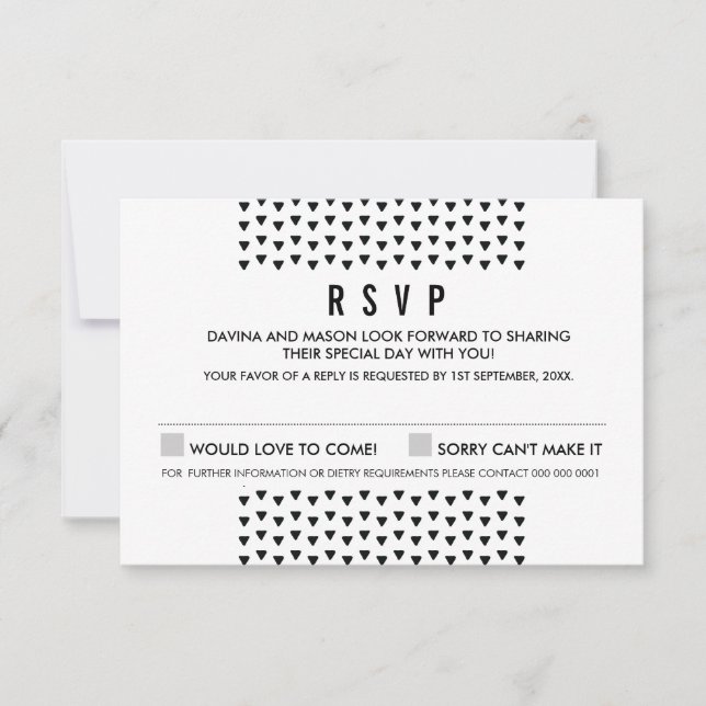 SIMPLE BOHO RSVP triangle moderne motif noir (Devant)