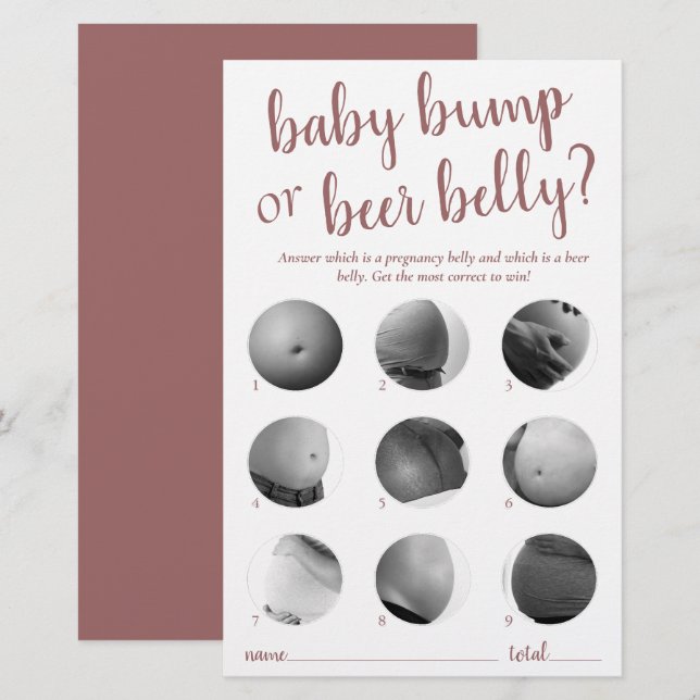 Simple bosse ou ventre | Mauve Pink Game Card (Devant / Derrière)