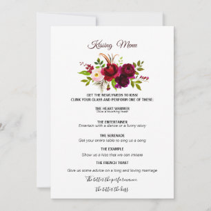 Simple Bourgogne Floral Kissing Menu