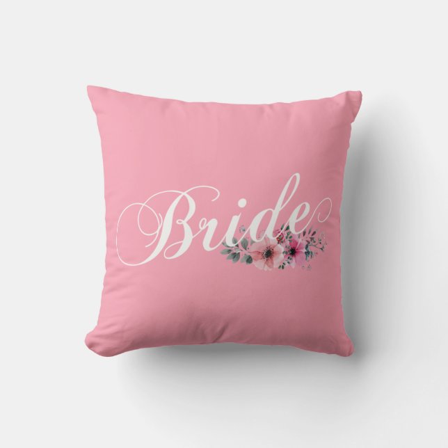 Simple Bride Floral Calligraphie | Coussin Jetable (Recto)