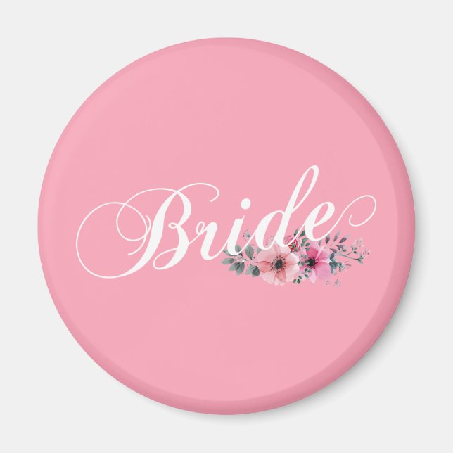 Simple Bride Floral Calligraphie | Magnet (Devant)