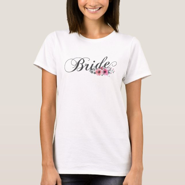 Simple Bride Floral Calligraphie | T-Shirt (Devant)