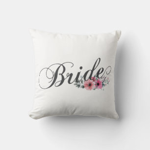 Simple Bride Floral Calligraphy   Coussin de jet
