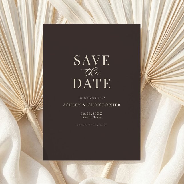 Simple Brown Elegant Photo Wedding Save the Date (Créateur téléchargé)