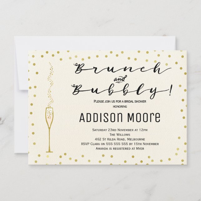 Simple Brunch Et Bubbly Invitation De Douche Maria (Devant)