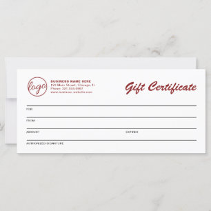 Simple Burgundy Logo Certificat cadeau d'affaires