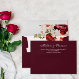 Simple Burgundy Rose Mariage Adresse de retour