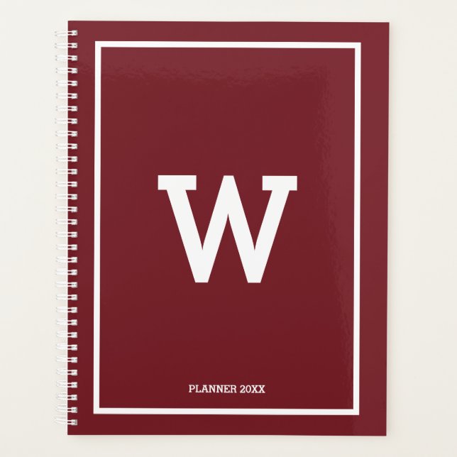 Simple Burgundy Rouge initial Mois mensuel (Devant)