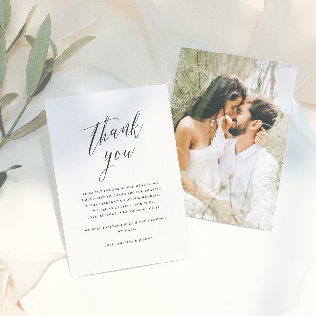Simple Calligraphie De Mariage Photo Merci (Créateur téléchargé)