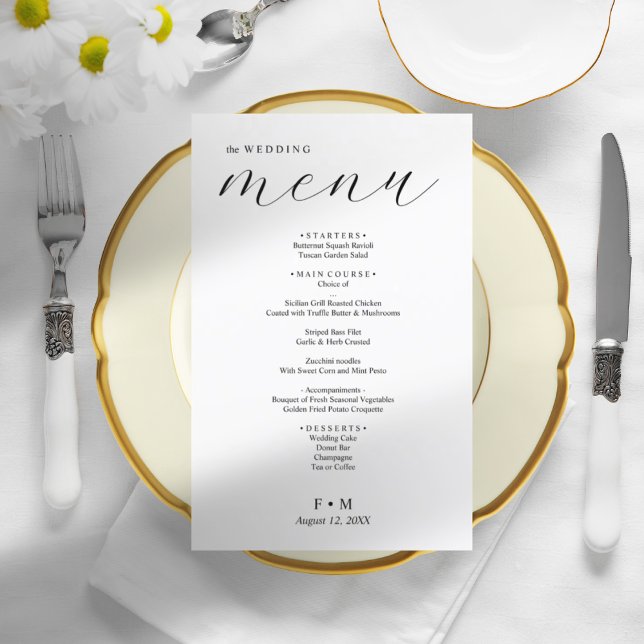 Simple calligraphie élégant menu de mariage (Créateur téléchargé)
