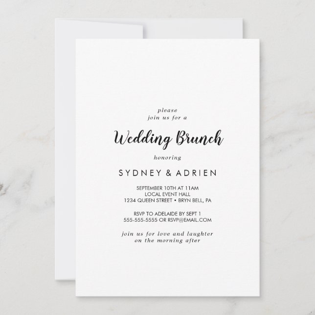 Simple Calligraphie Mariage Brunch Invitation (Devant)