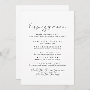 Simple Calligraphie Mariage Kissing Menu Carte de 