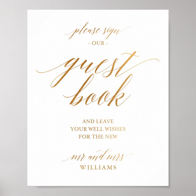 Simple Calligraphie Or Mariage Livre d'or Signal (Devant)