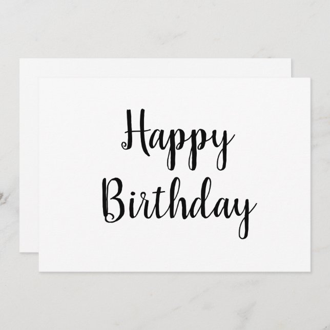 simple carte de calligraphie d'anniversaire heureu (Devant / Derrière)