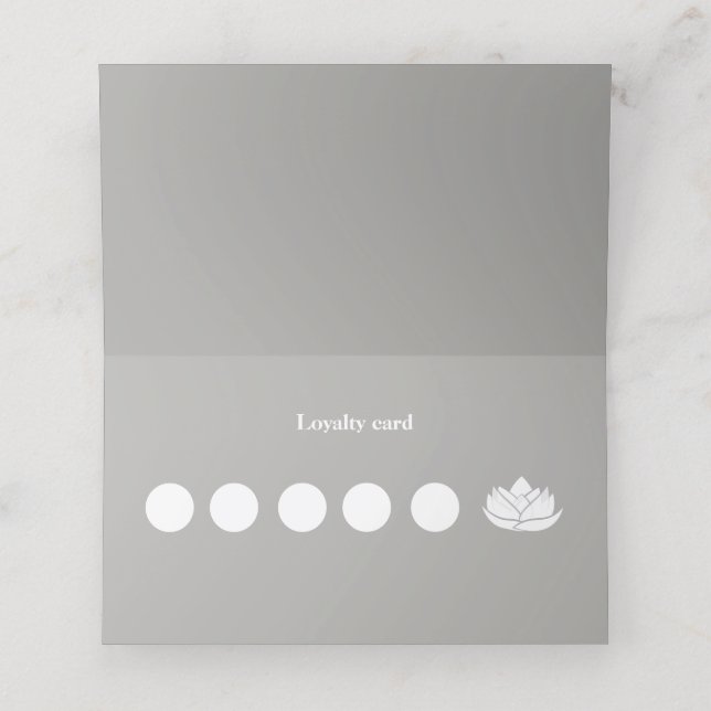 Simple carte de fidélité Fleur de Lotus Gris et Bl (Intérieur déplié)
