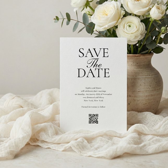 Simple carte de mariage photo QR Code Enregistrez  (Créateur téléchargé)