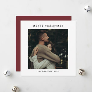 Simple Carte de Noël Couple Photo Machine à Écrire