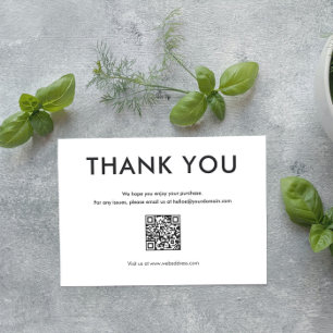 Simple carte de remerciements blanche et gris fonc