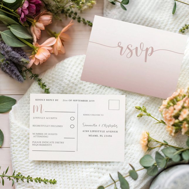 Simple Carte de Réponse de Mariage en Rose Gold (Créateur téléchargé)