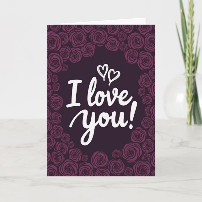 Simple Carte de Roses Je T'Aime (Devant)