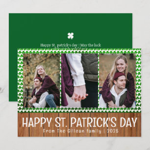Simple carte de Saint-Patrick trèfles famille 3 ph