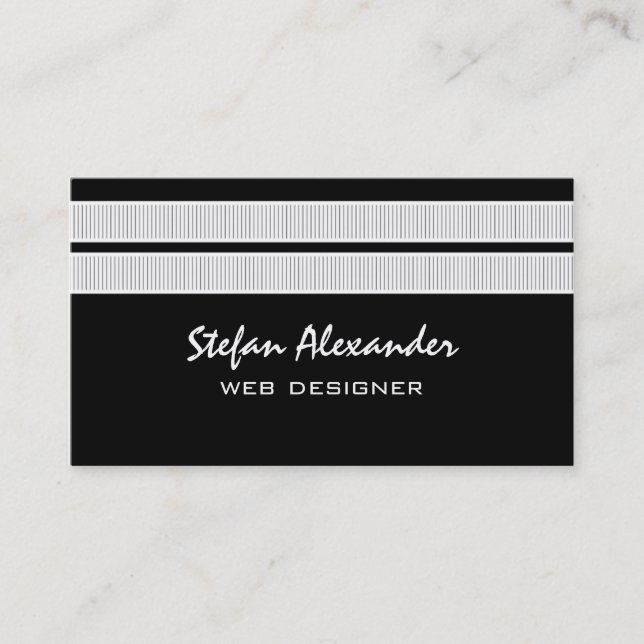 Simple Carte de visite chic, noir et blanc (Devant)