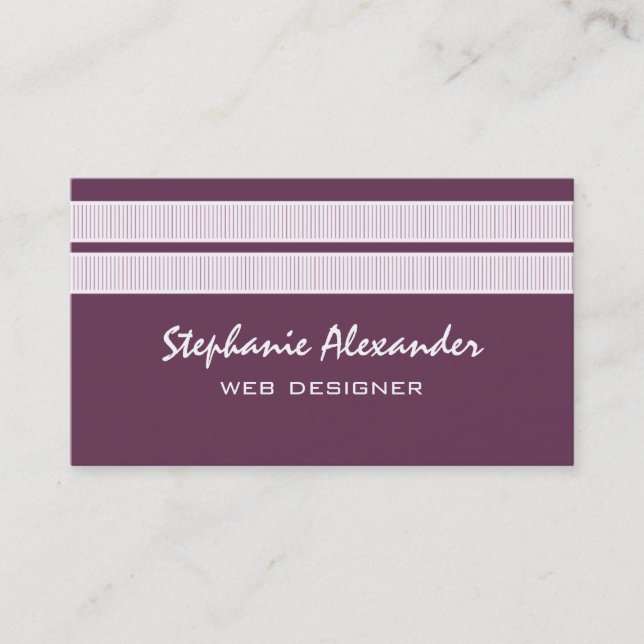 Simple Carte de visite Chic Stripes, Violet (Devant)