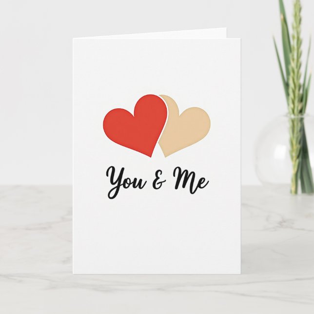 Simple Carte de Voeux Cœurs Mat Mat Vous et Moi (Devant)
