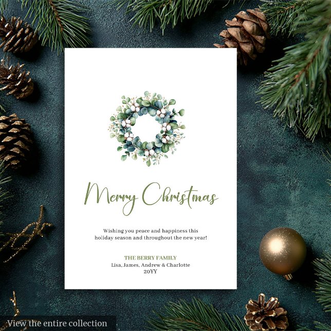 Simple Carte de Vœux de Noël Bohème Botanique Rust (Simple Boho Botanical Rustic Xmas Greeting Card)