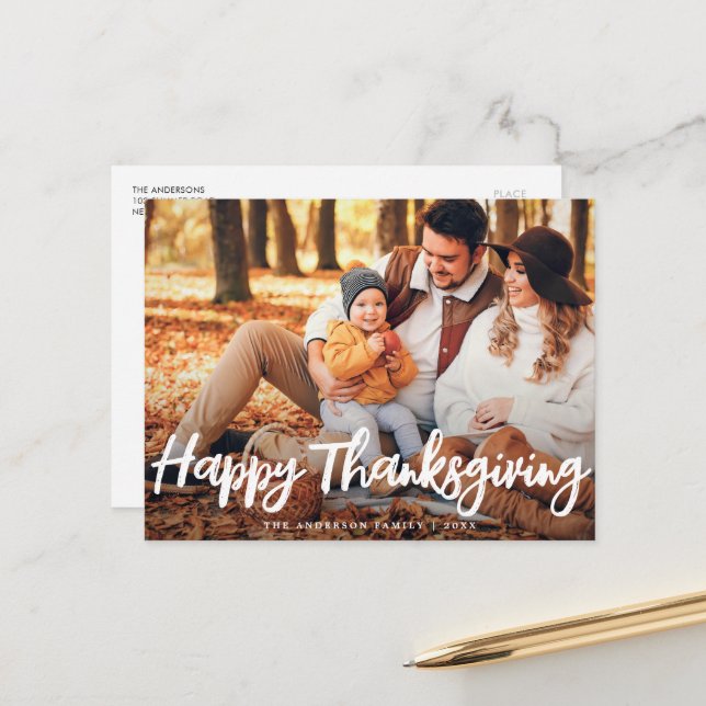 simple carte de vœux de Thanksgiving photo (Devant/Arrière en situation)