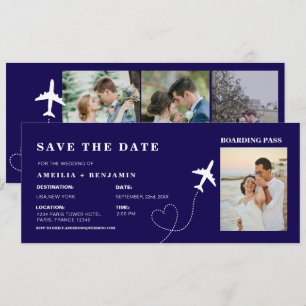 Simple carte d'embarquement de voyage mariage de d
