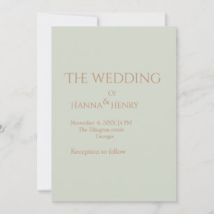 simple carte d'invitation moderne vert sauge rose 