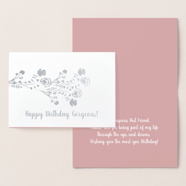 Simple carte florale d'anniversaire Real Foil (Affichage)