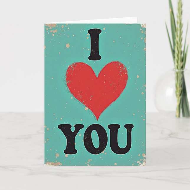 Simple Carte I Love You Mouchetée (Devant)