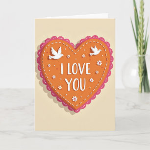 Simple Carte Je T'Aime Coeurs Colombes