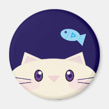 Simple Chat de Dessin Animé avec Magnet Rond Poiss