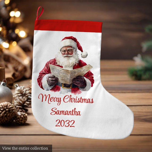Simple Chaussette de Noël de Père Noël de Style Mo (Simple Santa Claus Stylish Modern Holiday Stocking)